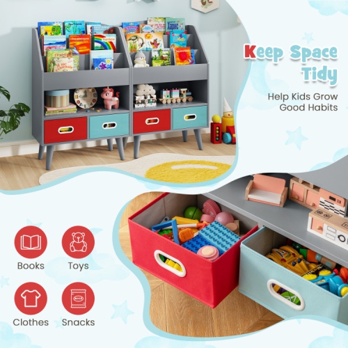 Kids Bookshelf with Open Compartment Storage for Toddlers Ages 3 and Up