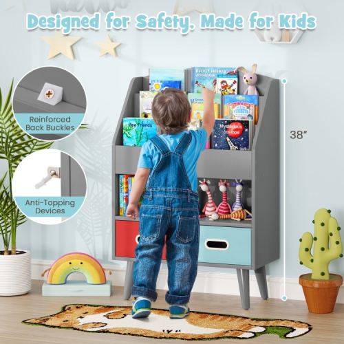 Kids Bookshelf with Open Compartment Storage for Toddlers Ages 3 and Up