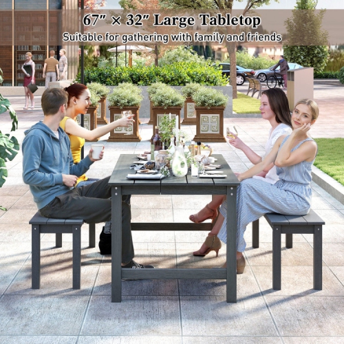 6-Person Patio Dining Table – Weatherproof HDPE Outdoor Table with Umbrella Hole