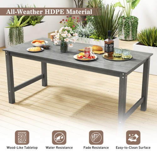 6-Person Patio Dining Table – Weatherproof HDPE Outdoor Table with Umbrella Hole