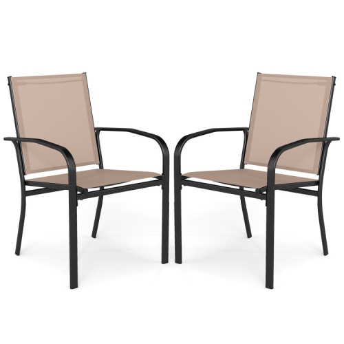 SLICKBLUE  Outdoor Dining Chairs Set Of 2 With High Back And Sturdy Metal Frame