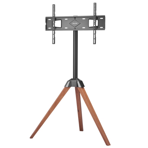 VEVOR 99 lbs Capacity Tripod Easel TV Stand, for 40-65 inch Flat Screen/Curved TVs, 18° Left-Right Rotation Portable TV Stand with Oak Wood Legs, for