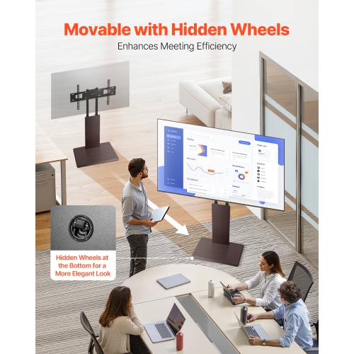 VEVOR 99 lbs Capacity Universal TV Stand, Table Top TV Stand for 32-70 inch Screens, Swivel and Height Adjustable TV Mount Stand with Power Strip,