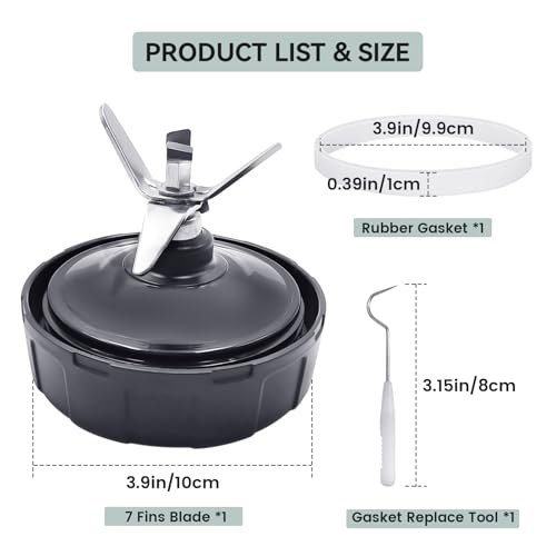 Lame de rechange pour mélangeur, porte-lame à 7 broches avec joint torique d'étanchéité pour mélangeurs Ninja Auto iQ BL480 BL482 BL642 BL682