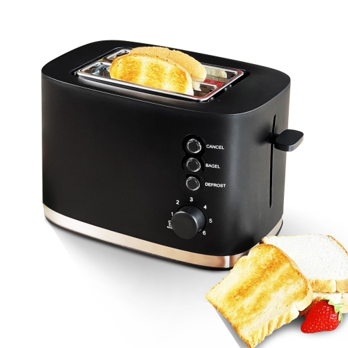 Small Stainless Steel Toaster, 2-Slice Toaster with 36mm Wide Slots, Double-Sided Toasting, 6 Adjustable Levels, Suitable for Kitchen