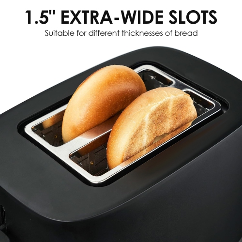 Small Stainless Steel Toaster, 2-Slice Toaster with 36mm Wide Slots, Double-Sided Toasting, 6 Adjustable Levels, Suitable for Kitchen