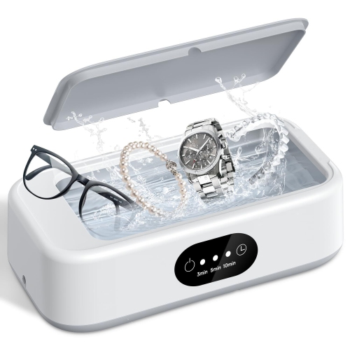 Ultrasonic Glasses Cleaning Machine,21.4Oz Jewelry Clean Machine for Ring Earring Dentures Necklaces Watch Strap Keycap Earrings