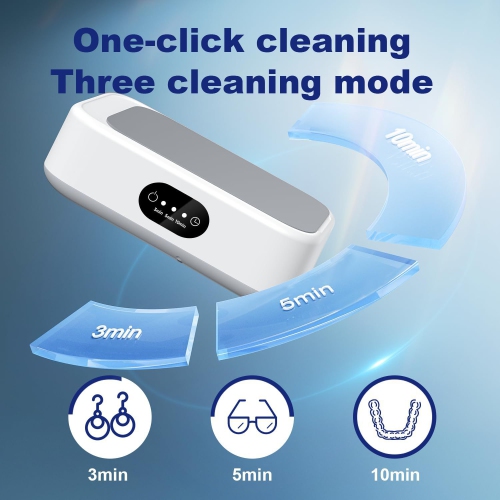 Ultrasonic Glasses Cleaning Machine,21.4Oz Jewelry Clean Machine for Ring Earring Dentures Necklaces Watch Strap Keycap Earrings