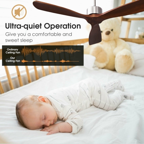 Modern Brushed Nickel Ceiling Fan with Remote Control for Living Room