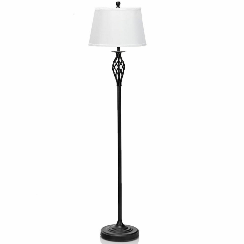 3-Piece Lamp Set with 2 Table Lamps and 1 Floor Lamp with Fabric Shades
