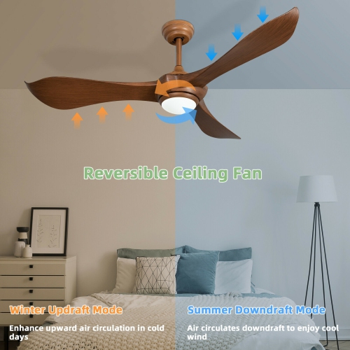 Ceiling Fan with Light and Reversible DC Motor for Energy-Efficient Cooling