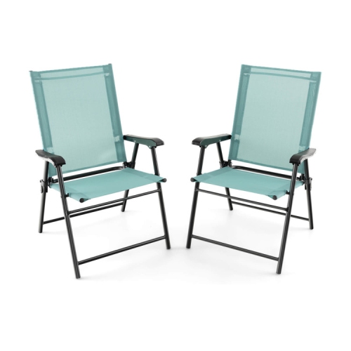 SLICKBLUE  Patio Dining Chairs With Armrests – Set Of 2 Outdoor Metal Frame Chairs for Porch & Lawn