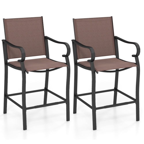 Outdoor Counter Height Bar Stools Set of 2 with Breathable Mesh Seats