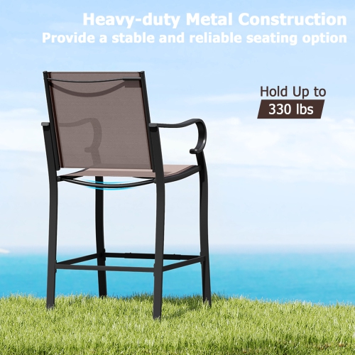 Outdoor Counter Height Bar Stools Set of 2 with Breathable Mesh Seats