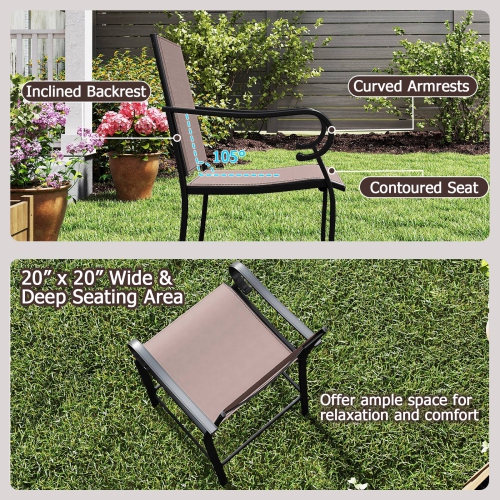 Outdoor Counter Height Bar Stools Set of 2 with Breathable Mesh Seats