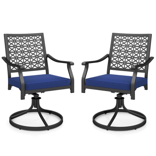 SLICKBLUE  Set Of 2 Swivel Patio Chairs With Cushioned Seats for Outdoor Dining