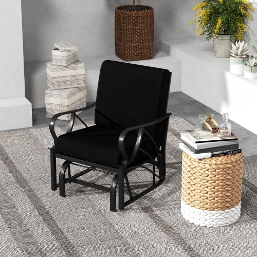 Chaise berçante confortable pour patio avec accoudoirs incurvés