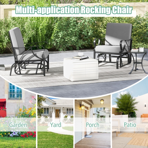 Chaise berçante confortable pour patio avec accoudoirs incurvés