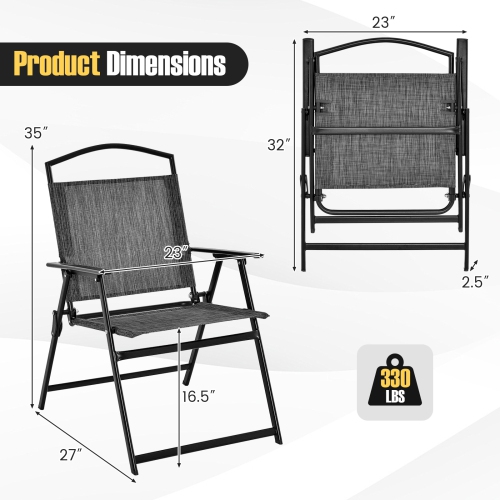 Set of 4 Outdoor Portable Folding Chairs with Comfortable Fabric and Steel Frame