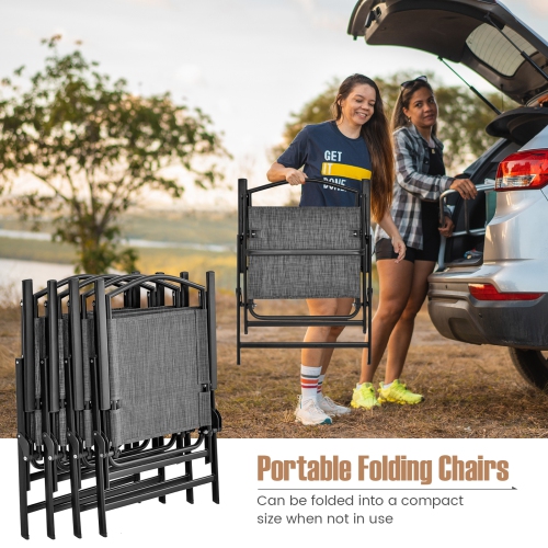 Set of 4 Outdoor Portable Folding Chairs with Comfortable Fabric and Steel Frame