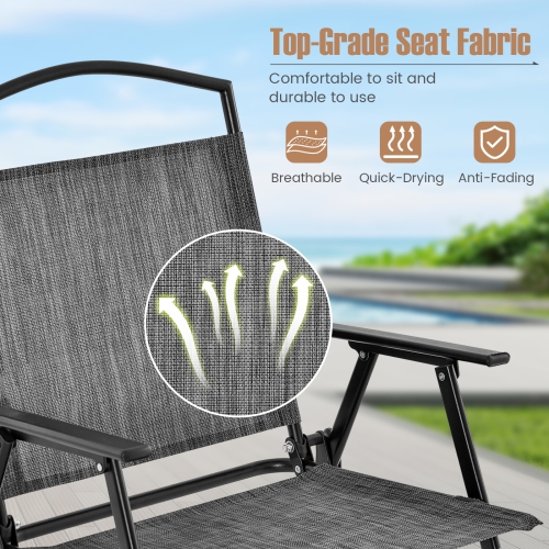 Set of 4 Outdoor Portable Folding Chairs with Comfortable Fabric and Steel Frame