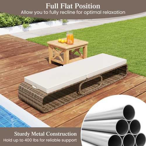 Adjustable Patio Chaise Lounge Chair – 7-Position PE Rattan Recliner for Garden & Pool