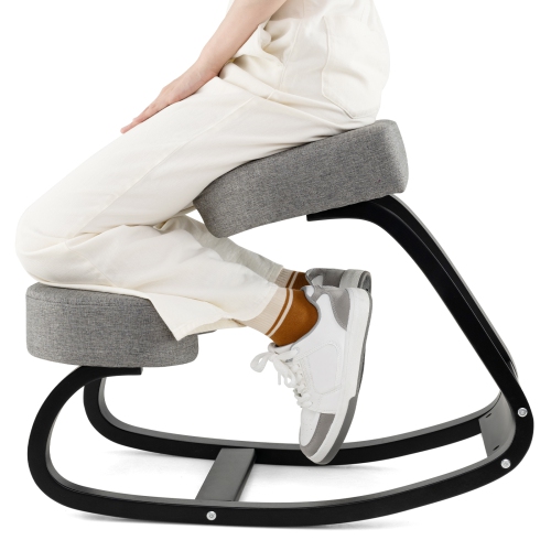 Wooden Ergonomic Rocking Kneeling Chair with Padded Cushion for Comfort