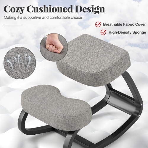 Wooden Ergonomic Rocking Kneeling Chair with Padded Cushion for Comfort