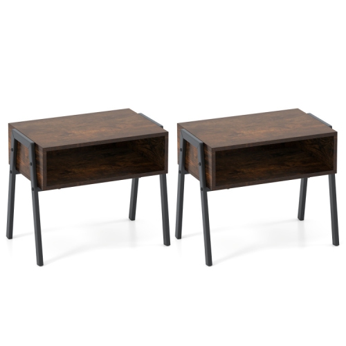 Ensemble de 2 tables de chevet empilables pour chambre ou salon