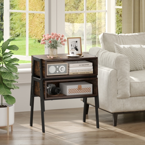 Ensemble de 2 tables de chevet empilables pour chambre ou salon