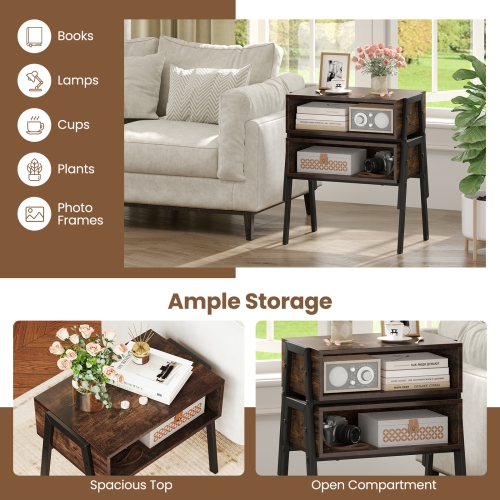 Ensemble de 2 tables de chevet empilables pour chambre ou salon