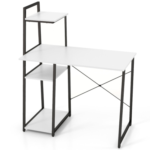 Compact Home Office Desk with 4 Storage Shelves for Workstation