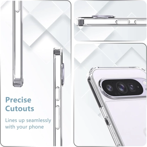 For Google Pixel 10 Pro XL 5G Clear Case with 2 Pack Tempered Glass Screen Protector, Anti-Yellowing, 9H Hardness, Military-Grade Protection,