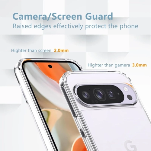 For Google Pixel 10 Pro XL 5G Clear Case with 2 Pack Tempered Glass Screen Protector, Anti-Yellowing, 9H Hardness, Military-Grade Protection,