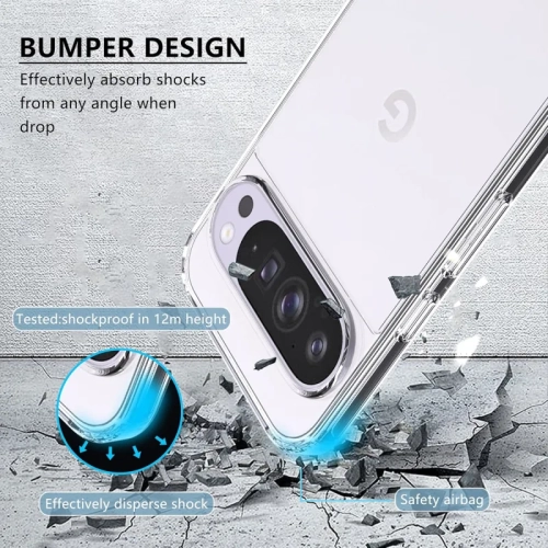 For Google Pixel 10 Pro XL 5G Clear Case with 2 Pack Tempered Glass Screen Protector, Anti-Yellowing, 9H Hardness, Military-Grade Protection,