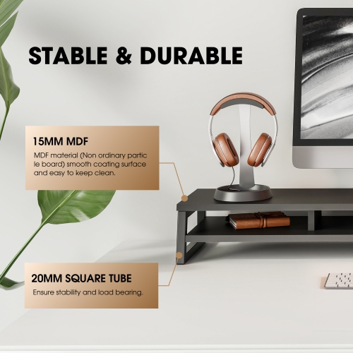 Fenge Monitor Stand, 42.5 in Dual Monitor Riser with Storage Space, 99lbs Weight Capacity Computer Desk Organizer for 2 monitors, Ergonomic Designed