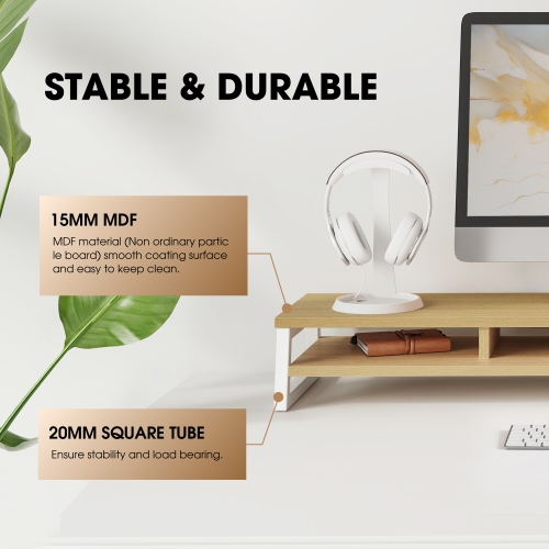 Fenge Monitor Stand, 42.5 in Dual Monitor Riser with Storage Space, 99lbs Weight Capacity Computer Desk Organizer for 2 monitors, Ergonomic Designed