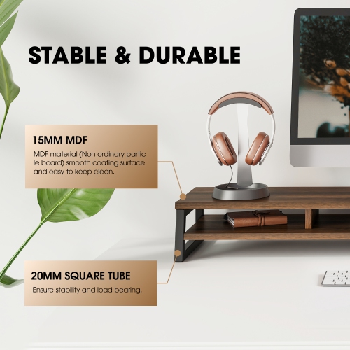 Fenge Monitor Stand, 42.5 in Dual Monitor Riser with Storage Space, 99lbs Weight Capacity Computer Desk Organizer for 2 monitors, Ergonomic Designed