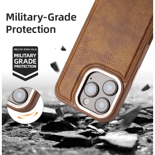 Suitable for iPhone 13 pro max light luxury high-end leather protective case, PU shell leather magnetic suction mobile phone case magnetic wireless