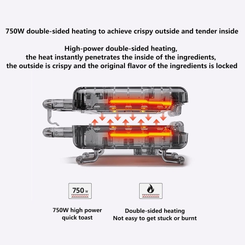 750W Electric Waffle Maker Automatic Temperature Control Double-Sided Heating Plate Non-stick Cool-Touch Handle Perfect for Takeaway Breakfast,