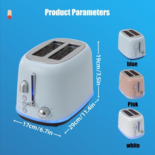 2-slice toaster with 6 toasting levels, smart compact toaster with extra-wide slots and removable crumb tray, perfect for toasting fruit bread,