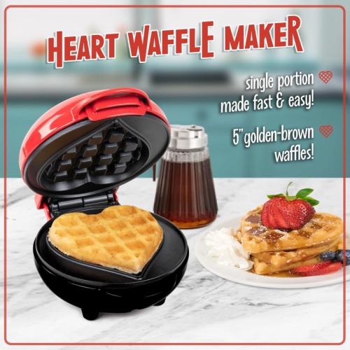 Mini electric heart-shaped waffle maker