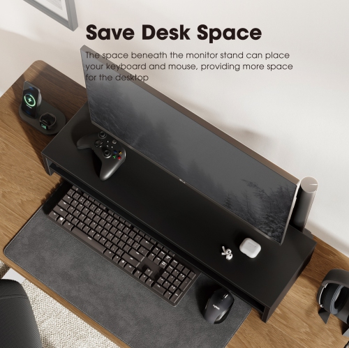 FENGE 2 Tiers Monitor Riser Stand Large Computer Laptop Stand with Keyboard Storage Space, Desk Accessories, Home Office Supplies