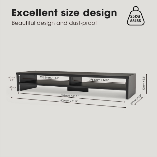 FENGE 2 Tiers Monitor Riser Stand Large Computer Laptop Stand with Keyboard Storage Space, Desk Accessories, Home Office Supplies