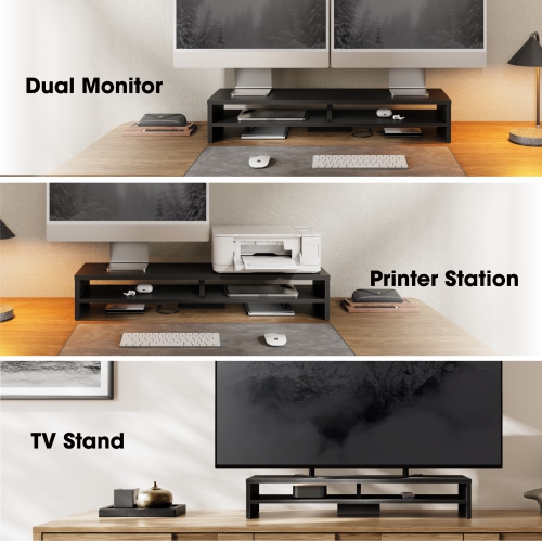 FENGE 2 Tiers Monitor Riser Stand Large Computer Laptop Stand with Keyboard Storage Space, Desk Accessories, Home Office Supplies