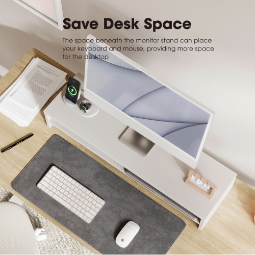 FENGE 2 Tiers Monitor Riser Stand Large Computer Laptop Stand with Keyboard Storage Space, Desk Accessories, Home Office Supplies