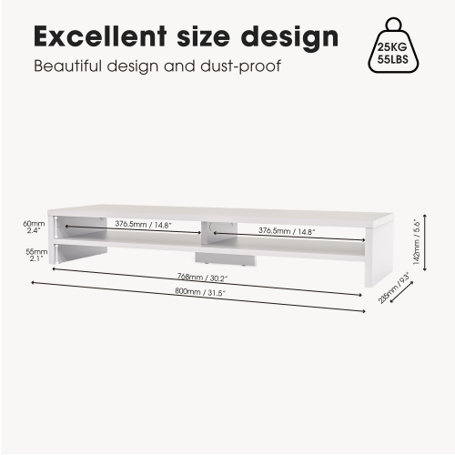 FENGE 2 Tiers Monitor Riser Stand Large Computer Laptop Stand with Keyboard Storage Space, Desk Accessories, Home Office Supplies