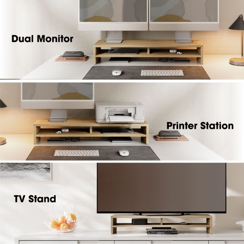 FENGE 2 Tiers Monitor Riser Stand Large Computer Laptop Stand with Keyboard Storage Space, Desk Accessories, Home Office Supplies