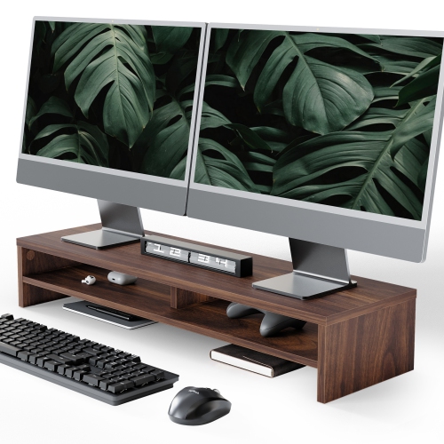 FENGE 2 Tiers Monitor Riser Stand Large Computer Laptop Stand with Keyboard Storage Space, Desk Accessories, Home Office Supplies