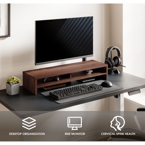 FENGE 2 Tiers Monitor Riser Stand Large Computer Laptop Stand with Keyboard Storage Space, Desk Accessories, Home Office Supplies